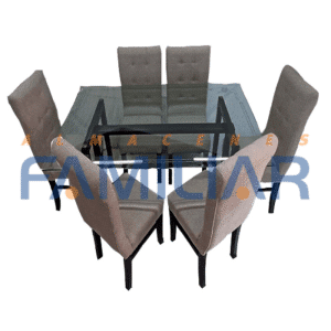 JUEGO DE COMEDOR OÑA UNIVERSAL VIDRIO C/6 SILLAS