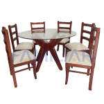 JUEGO DE COMEDOR OÑA REDONDO DE VIDRIO C/6 SILLAS