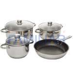 JUEGO DE OLLAS UMCO BRILLIANCE 8 PIEZAS INDUCC. ACERO INOX.