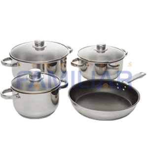 JUEGO DE OLLAS UMCO BRILLIANCE 8 PIEZAS INDUCC. ACERO INOX.